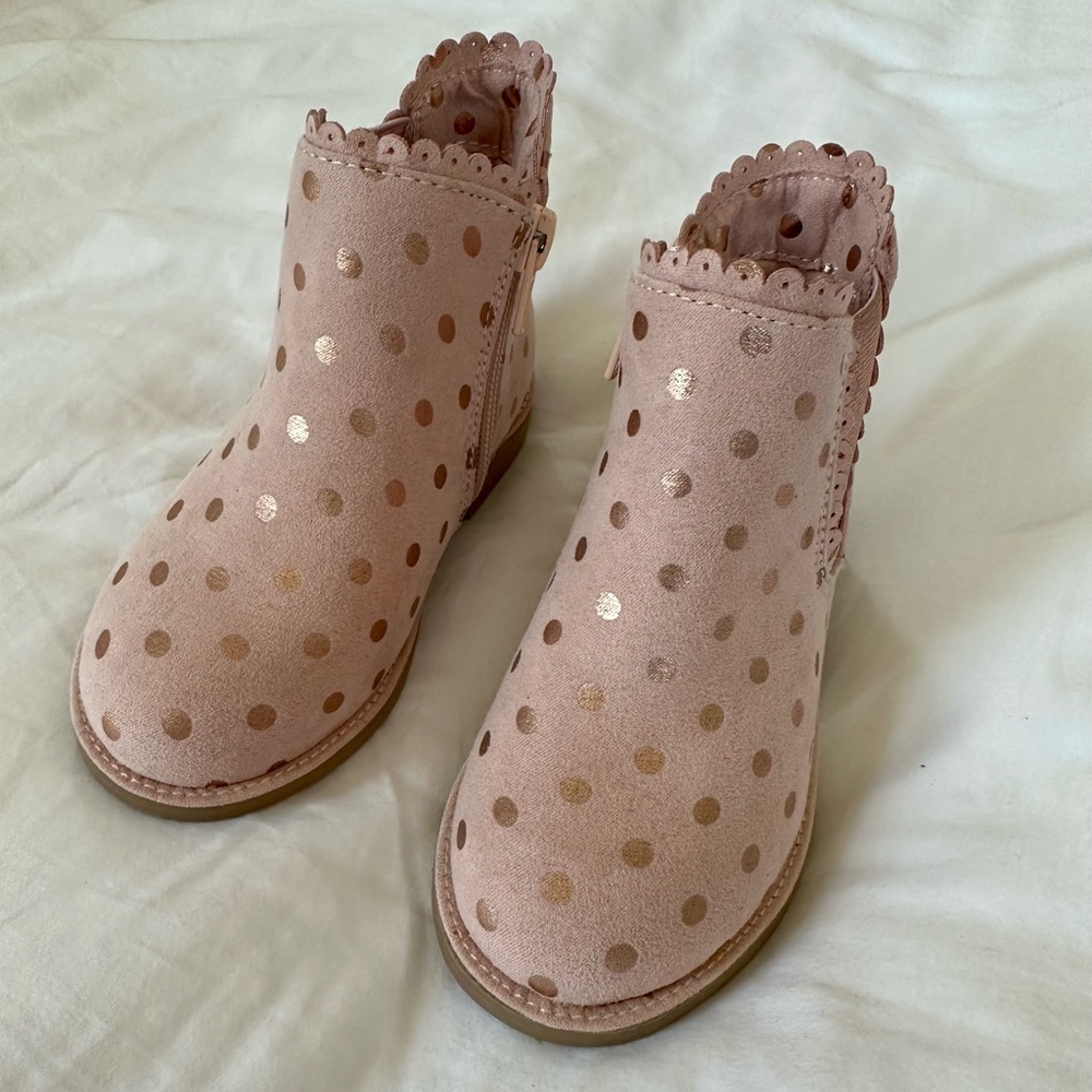 Girls Pink Polka Dot Boots